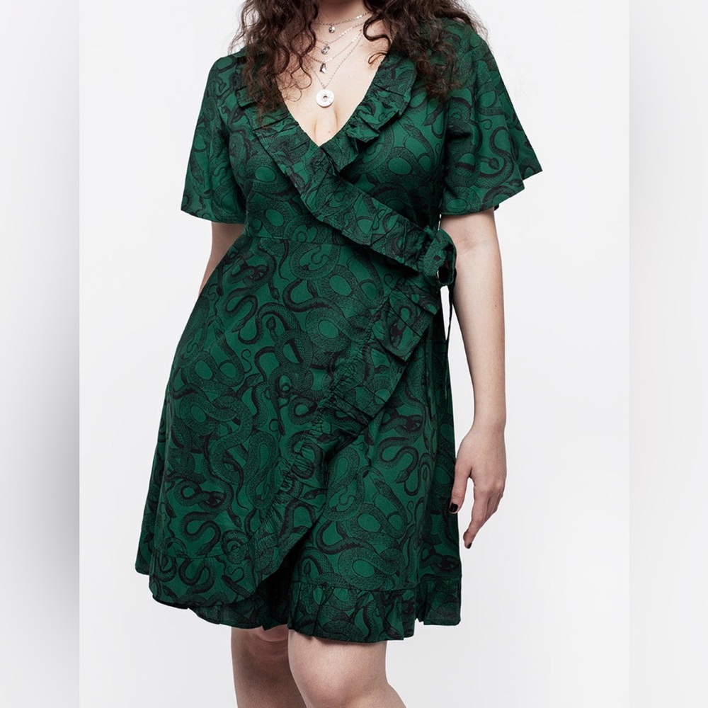 Disturbia Ophidia faux wrap mini dress